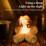 lampe led rechargeable effet flamme veilleuse moderne transparente base bois ambiance chambre portable camping