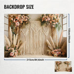 décoration murale bohème mariage macramé pampas fleurs herbes sèches rose poudré vert