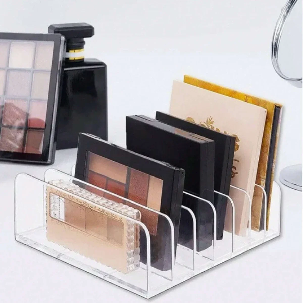 organisateur maquillage transparent palette fards plastique moderne rangement poudre cosmétique