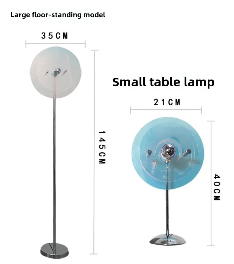 lampe sol moderne bleu doré noir translucide effet bauhaus haute qualité chambre coucher