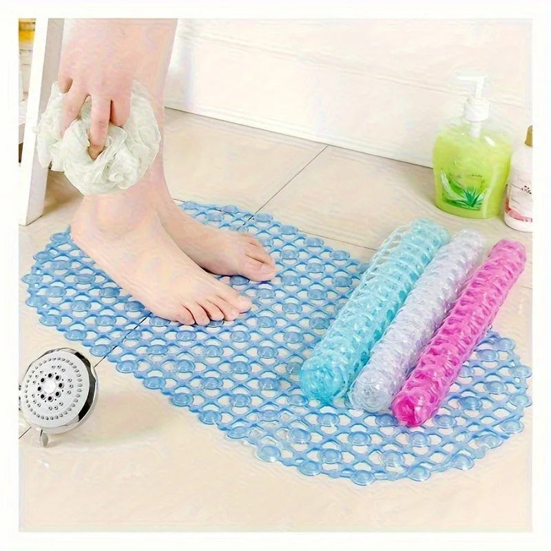 tapis bain antidérapant rose violet bleu transparent maillage billes moderne salle bain sécurité durable