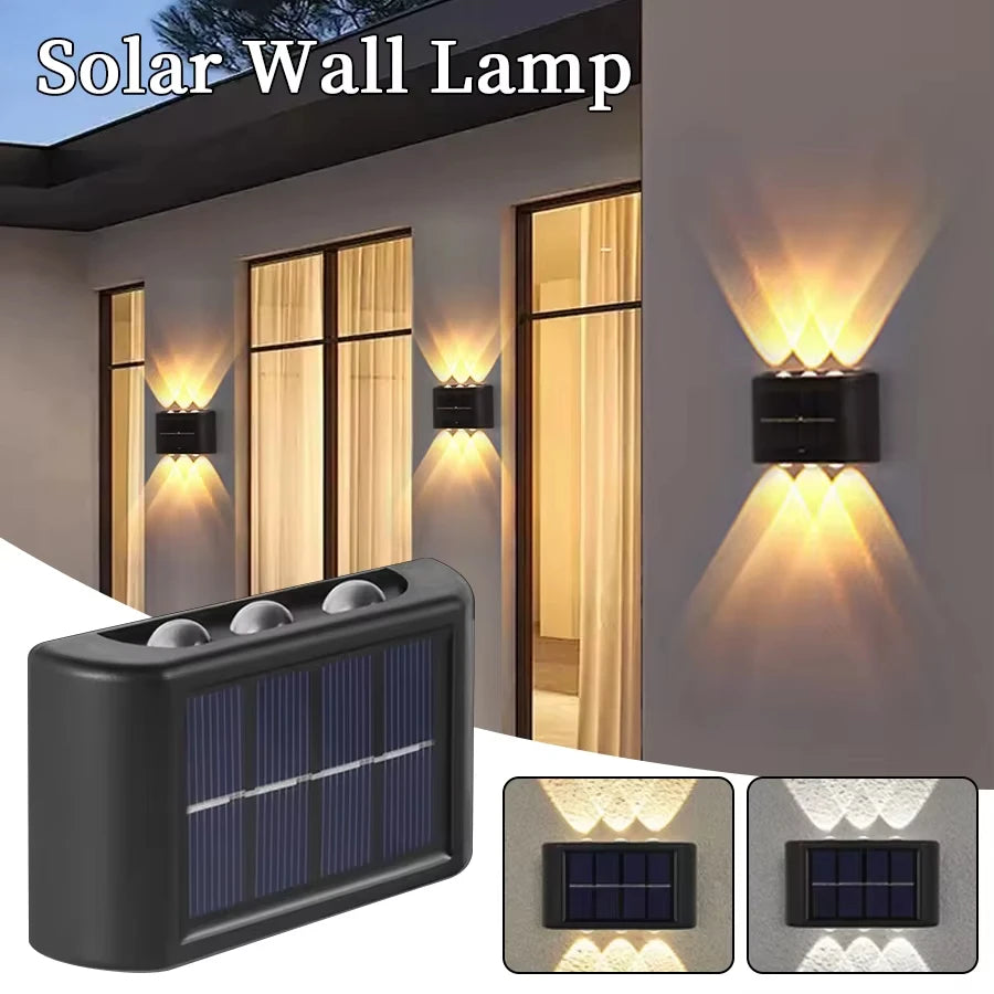 lampe murale solaire led noir moderne adhésive extérieure lumineuse jardin cour rue