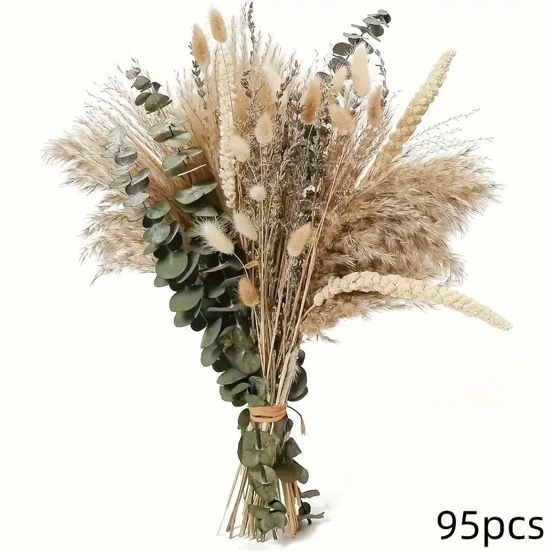 bouquet fleurs séchées beige vert boho rustique décoration intérieure anniversaire mariage pendaison crémaillère