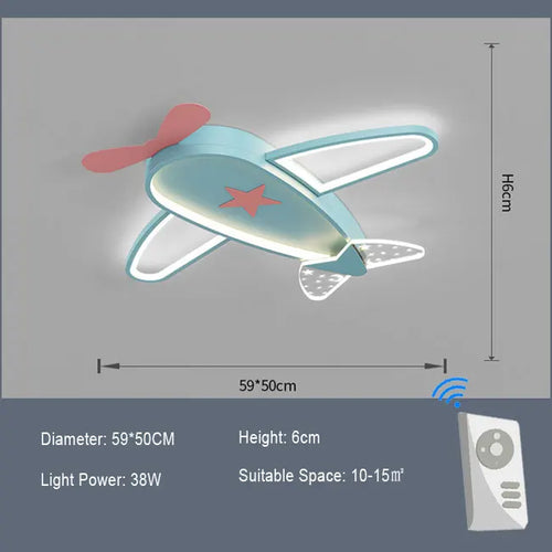 plafonnier enfant avion led lumière chambre enfant moderne bleu rose vert télécommande dimmable décoration