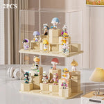 présentoir transparent modulaire solo salon respectueux environnement moderne cartoon figurines colorées hexagonal