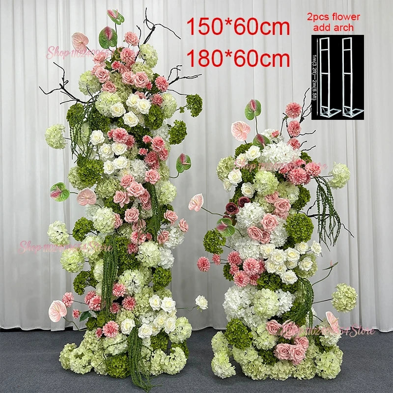 Architectures décoration florales artificielles blanches roses vertes romantiques occasionnelleextérieur mariage anniversaire