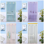 rideau moderne transparent rayures vertes bordure brodée élégant anti moustiques porte auto agrippante