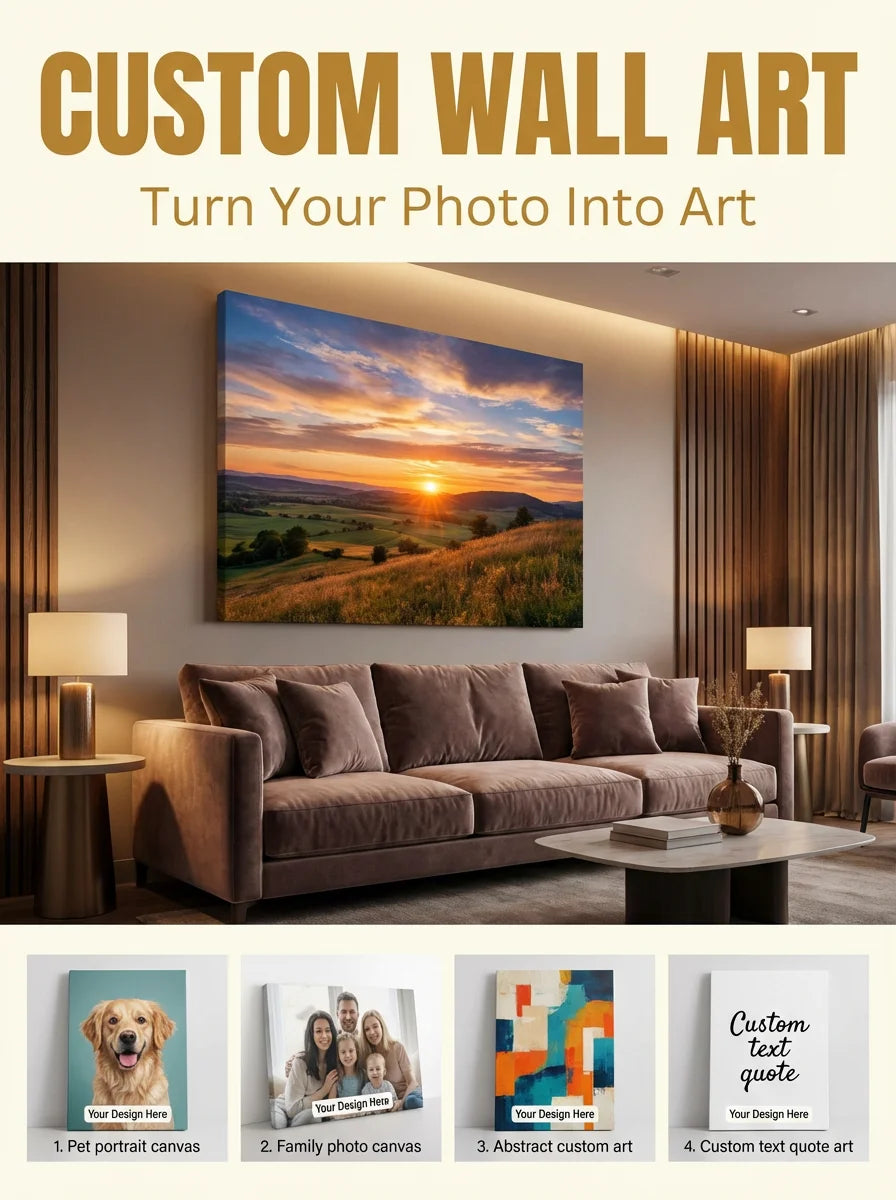 tableau abstrait moderne imprime toile personnalisable portrait animal paysage couleur chaude contemporain sans cadre