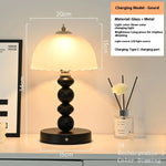 lampe table moderne verre métal rechargeable abat jour opaque minimaliste led blanc crème doré