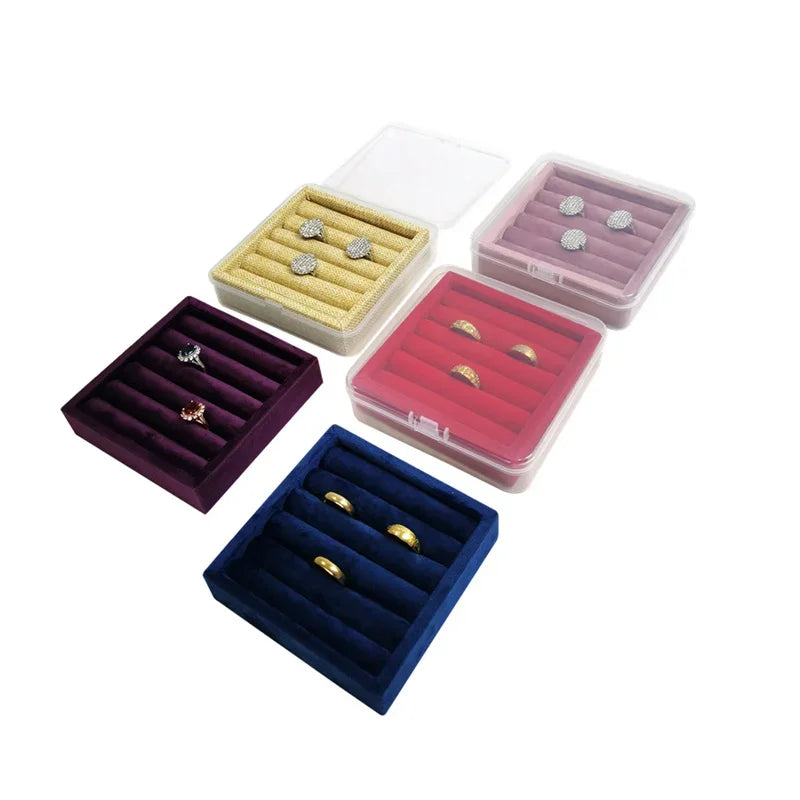 boîtes bijoux velours transparent violet bleu marine vert rouge contemporaines