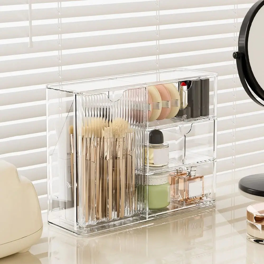 boîte rangement cosmétique transparente moderne grande capacité anti poussière brosse maquillage produits maquillage parfums