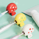 protège brosse dents portable champignon rouge jaune blanc points mignon clip métal utilisation multiple