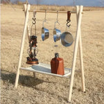 étagère multifonctionnelle bois moderne porte utensils clips métalliques planche découper camping