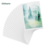 feuilles aquarelle blanc fleurs bleues texture rugueuse artisanal 300gsm clips pinceaux palette peinture boîte