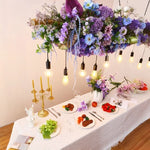 suspension lumineuse moderne violet fleurs artificielles chaîne noire led guirlande interrupteur tactile 2000lm