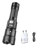 lampe torche rechargeable led noire zoom moderne robuste affichage batterie modes lumiere