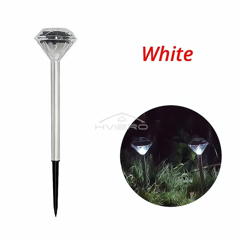 lampe jardin solaire diamant moderne blanc ip65 led étanche ambiance nocturne décorationextérieur