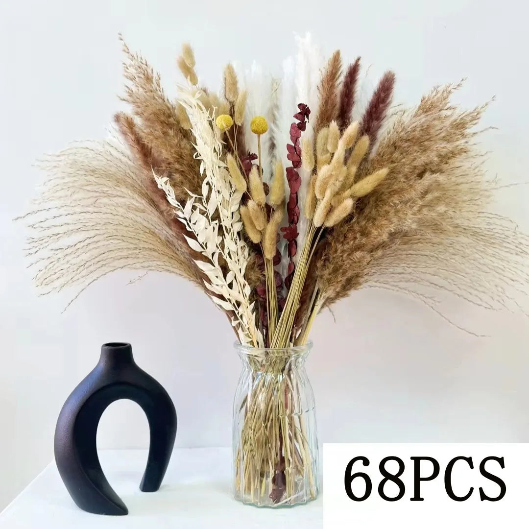 bouquet fleurs séchées pampas naturelles décoration maison anniversaire mariage rouges rustiques
