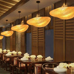 Suspension lumineuse moderne bambou tressé marron clair salon cuisine rustique E27