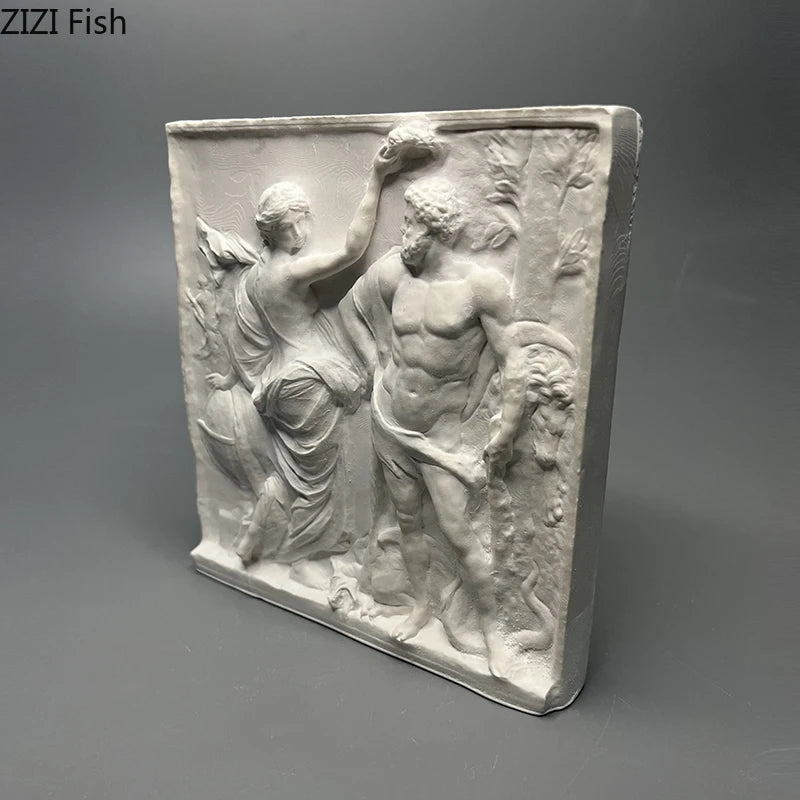 décoration statue plâtre hercule antique relief classique figures humaines texture vintage blanc gris