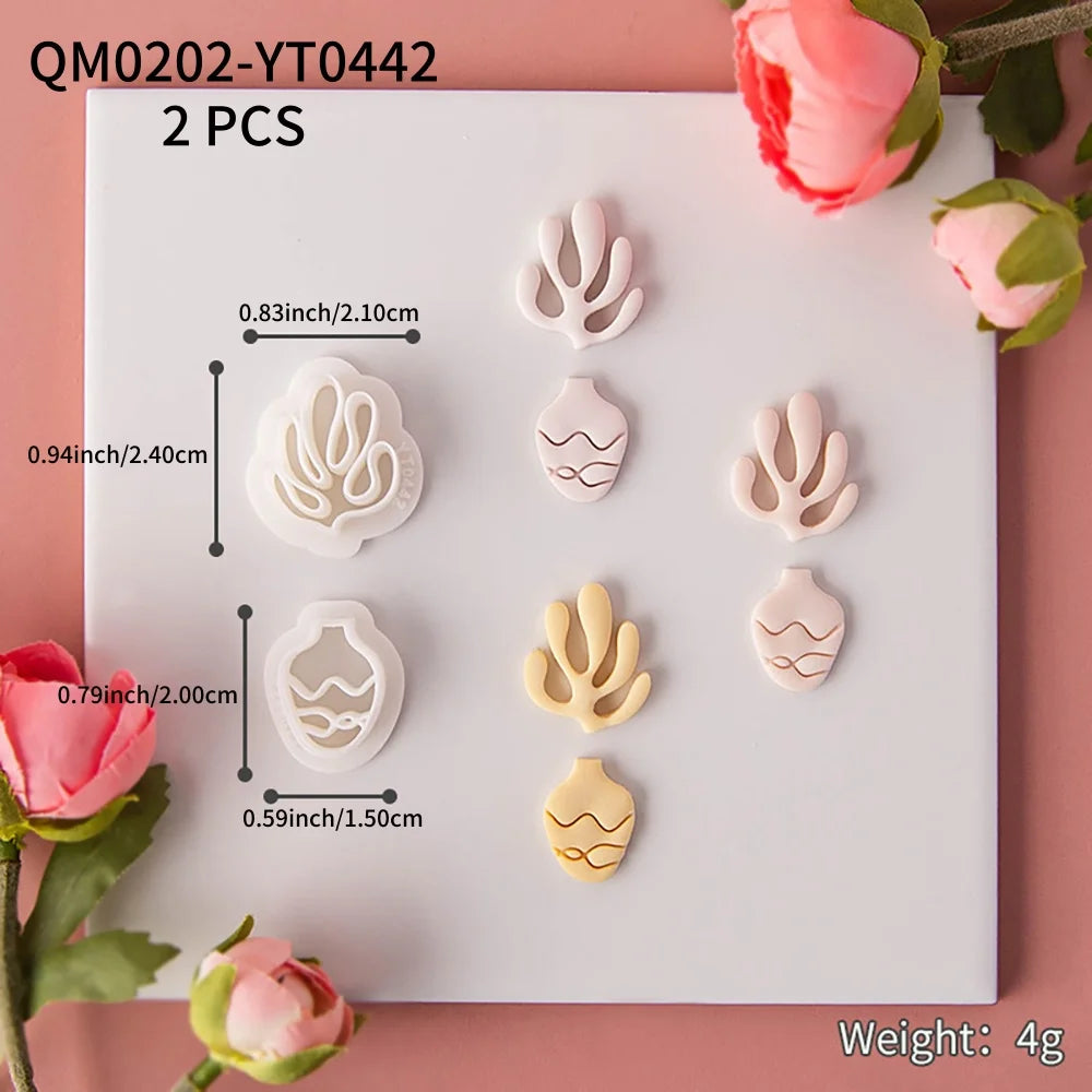 couteaux polymère bijoux pendentifs boucles oreilles motifs floraux moderne minimaliste argile PLA