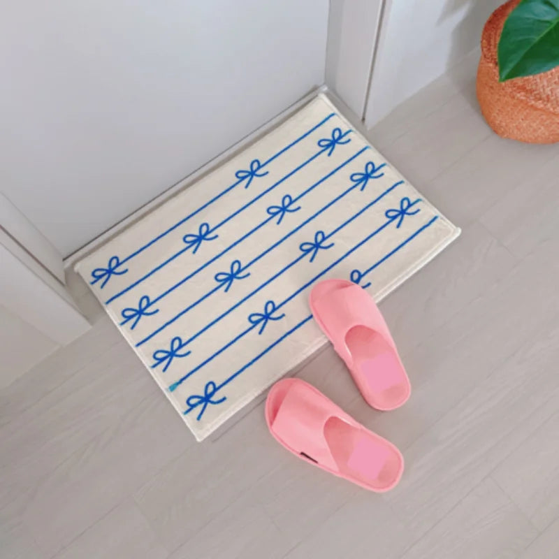 tapis moderne rayures horizontales beige bleu rose imperméable résistant décoloration