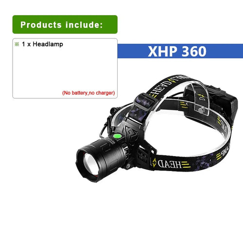 lampe frontale led rechargeable puissante mode flash s.o.s zoom télephoto nuit camping pêche chasse