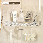 étagère salle bain adhésive transparente motif floral moderne crochets supports adhésifs