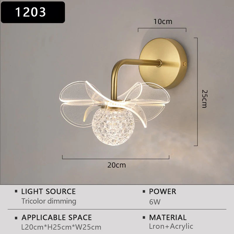 lampe murale moderne or blanc translucide forme fleur éclairage cuisine salle manger
