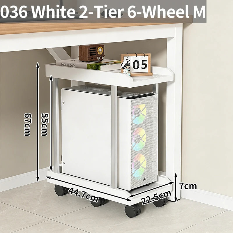 chariot mobile multifonctionnel roulettes blanc noir moderne organiser stockage tablettes cables charge