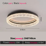 plafonnier led moderne orné cristaux blanc noir circulaire élégant surface interrupteur bouton lumière neutre