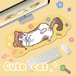 tapis souris chaton dessin animé orange blanc gris rose bleu motifs floraux poissons non