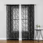 rideaux polyester dentelle fleur noir salon festifs pastorales romantiques