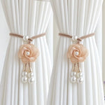 accessoires rideau fleurs cordon tressé rose violet beige blanc vert marronclair