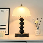 lampe table moderne verre métal rechargeable abat jour opaque minimaliste led blanc crème doré