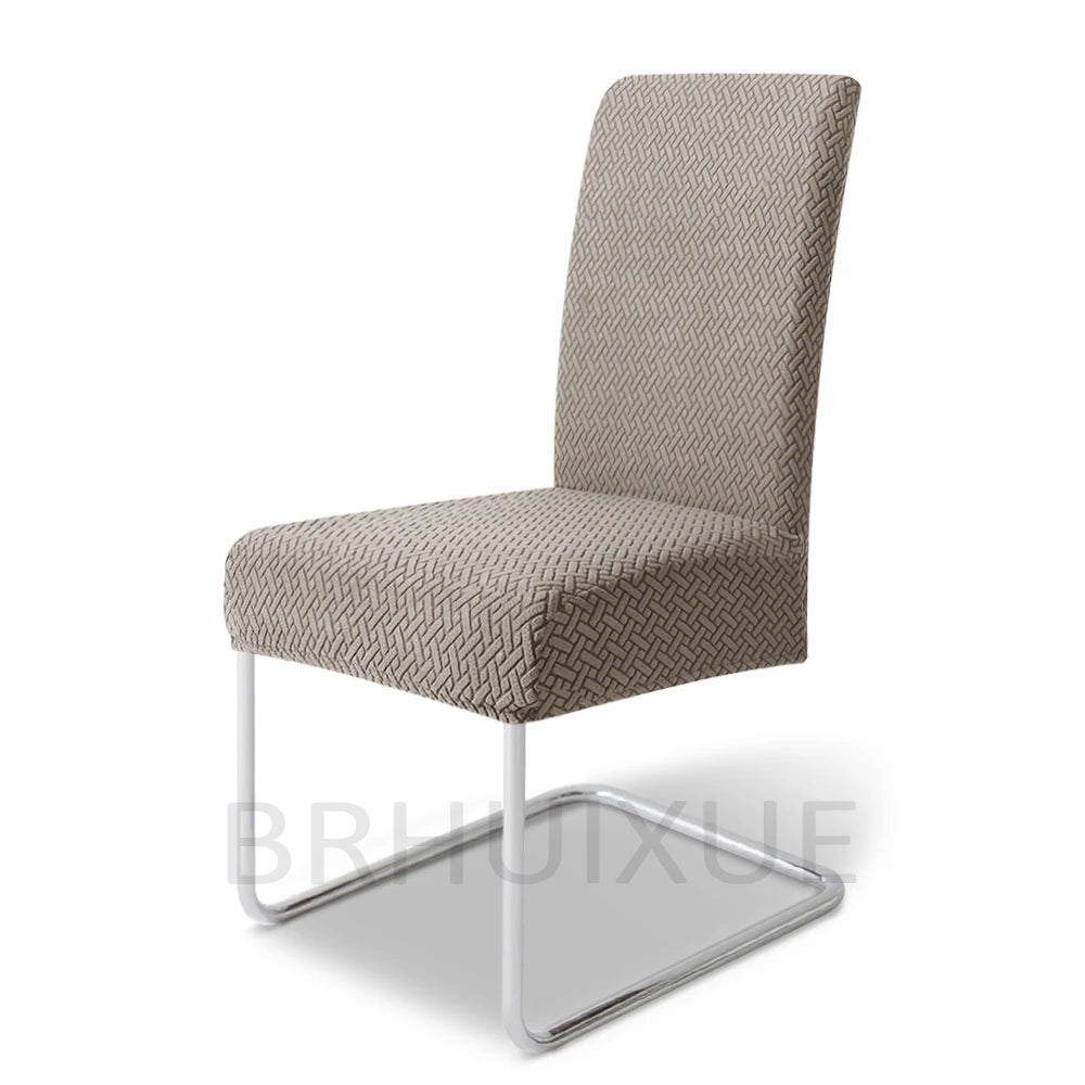 housse chaise tissu jacquard motifs géométriques gris clair moderne protection meuble détachable
