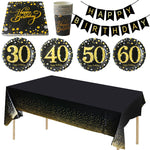 Set de décorations anniversaire adulte 30-60 ans avec nappe et tasses