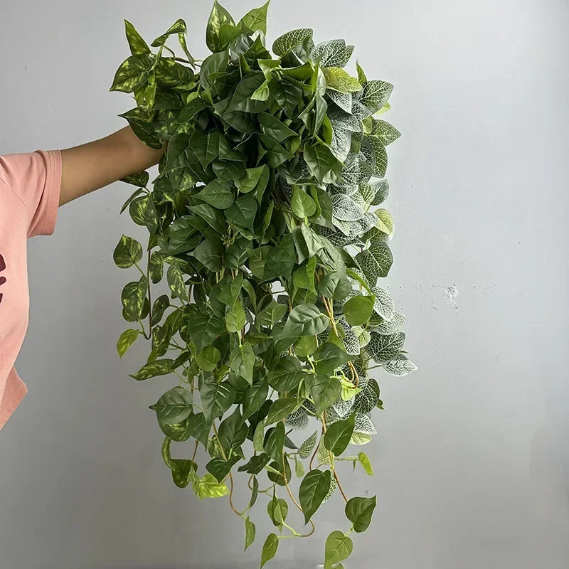 plantes vertes artificielles feuilles vigne plastique 95cm extérieur moderne accroché