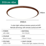 lampe moderne grain noyer acier poli télécommande variateur led