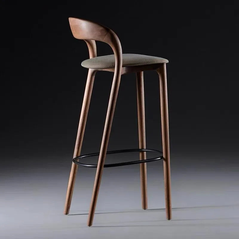 tabouret bar bois moderne minimaliste tissu gris assise confortable pieds