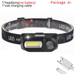 lampe frontale led noir bandeau ajustable 1500lm 2000lm 18650 batterie charge usb camping chasse