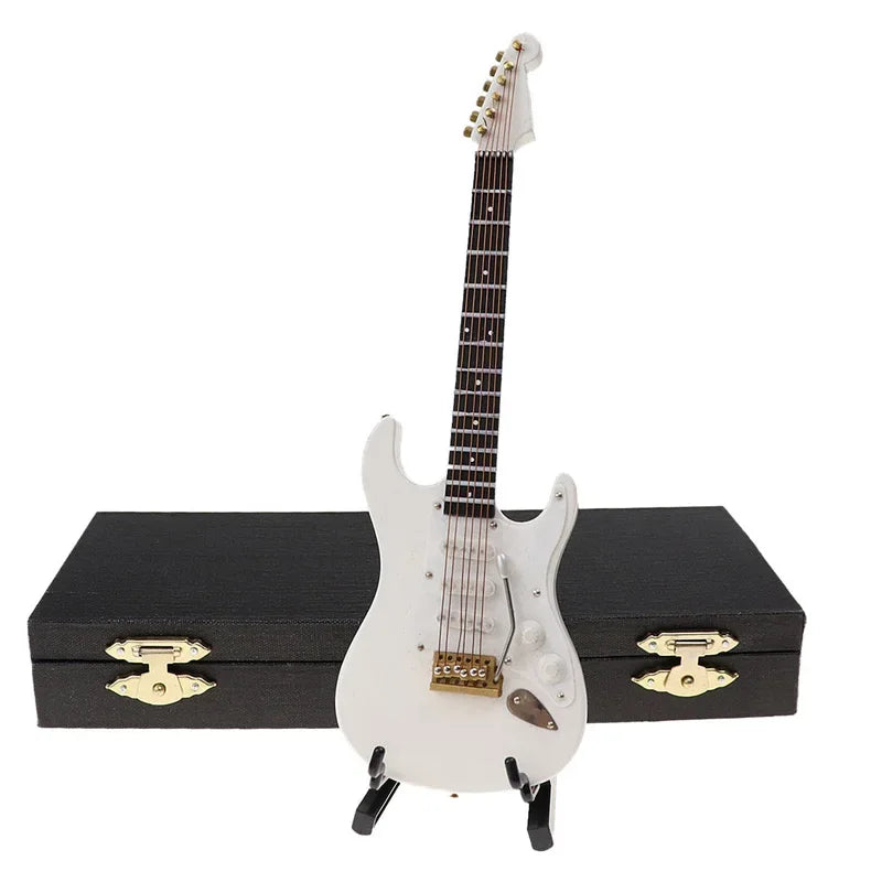 guitare électrique miniature bois support clip marron noir rouge blanc classique