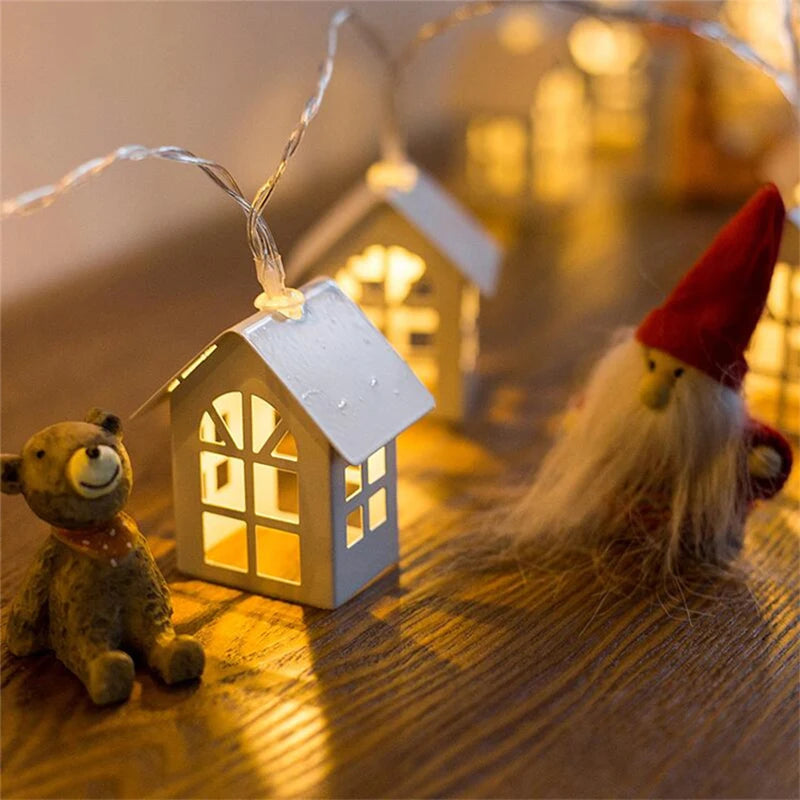 Détail de la guirlande lumineuse en bois avec LED pour décoration intérieure