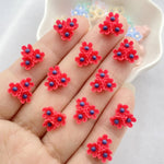 paillettes résine fleurs artificielles miniatures ornements pétale centre rouge rose violet bleu gris beige