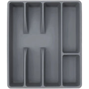 organisateur tiroir couverts plastique gris foncé modernes compartiments rangement cuisine fourchettes couteaux cuillères