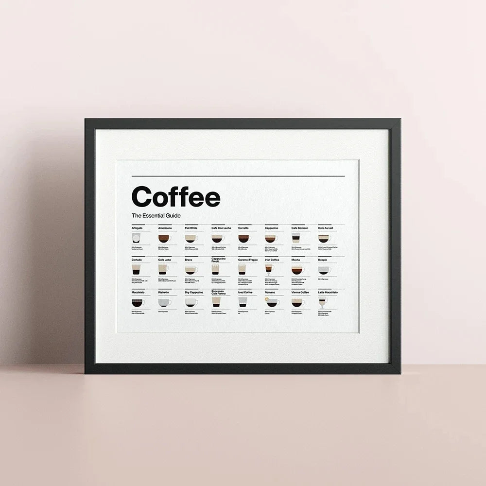 affiche guide impressions toile moderne nature morte blanc noir cadre bois clair vertical sans