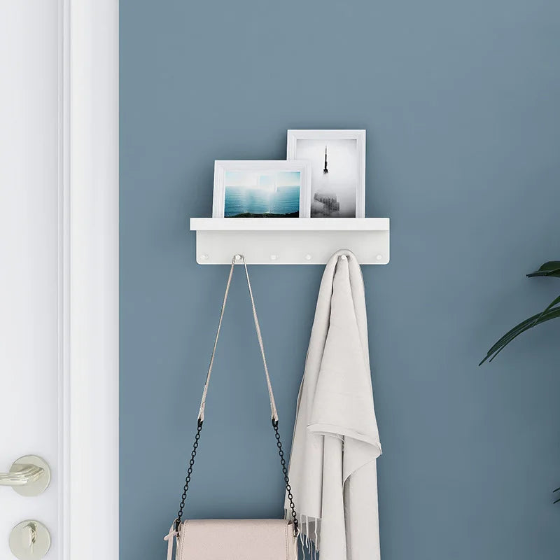porte clés mural sans perçage crochets adhésifs blanc noir moderne rangement étiquettes règles ciseaux