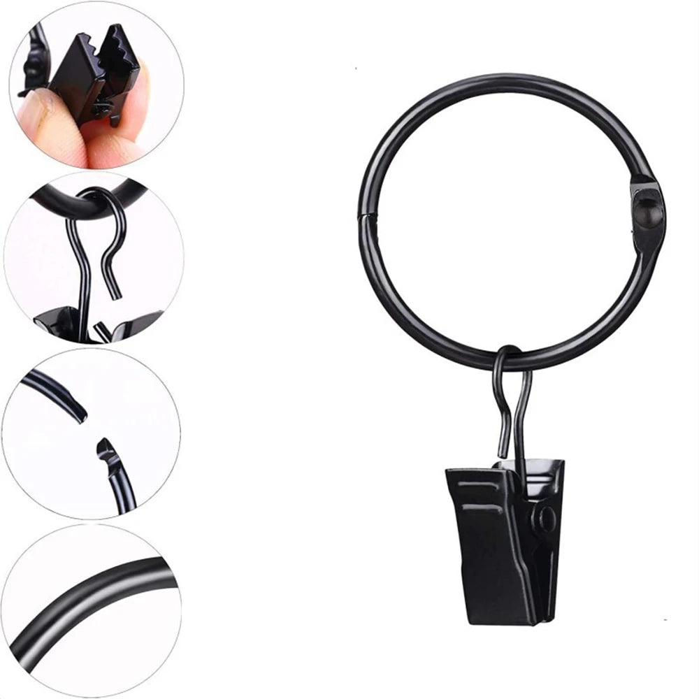 anneaux rideau pince noir métal moderne accessoires drapery clips volets polonais 12 piècesUnmountableContentError: It