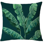 taies oreiller motif feuilles tropicales verte blanche modernes décoratives carrées 40x40cm 45x45cm