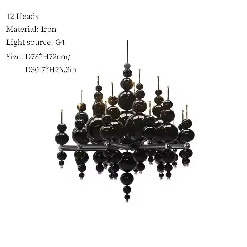 lustre contemporain noir blanc boules sphériques interrupteur bouton haute certification sécurité